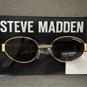 Steve Madden Oval Sunglasses with Black and Gold Frame